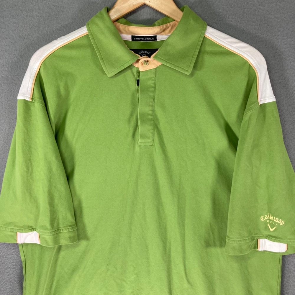 Callaway Golf‎ Mens Polo Shirt XL Green Pique Stretch Short Sleeve Golf